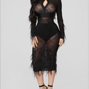 Feather Black Studded Dress